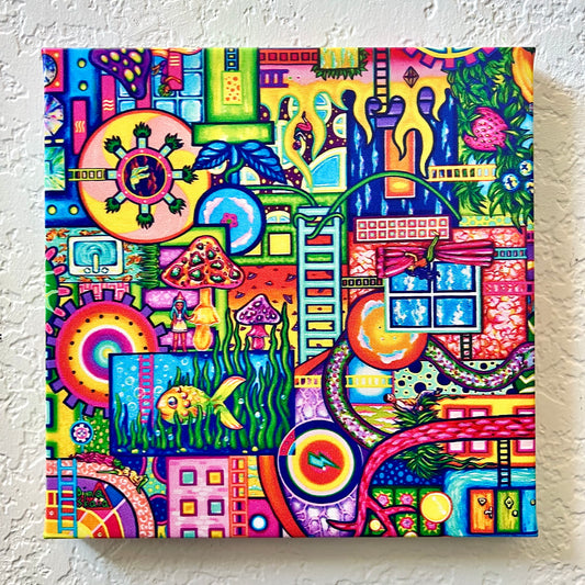 "ESCAPE" artwork printed on 12x12" canvas