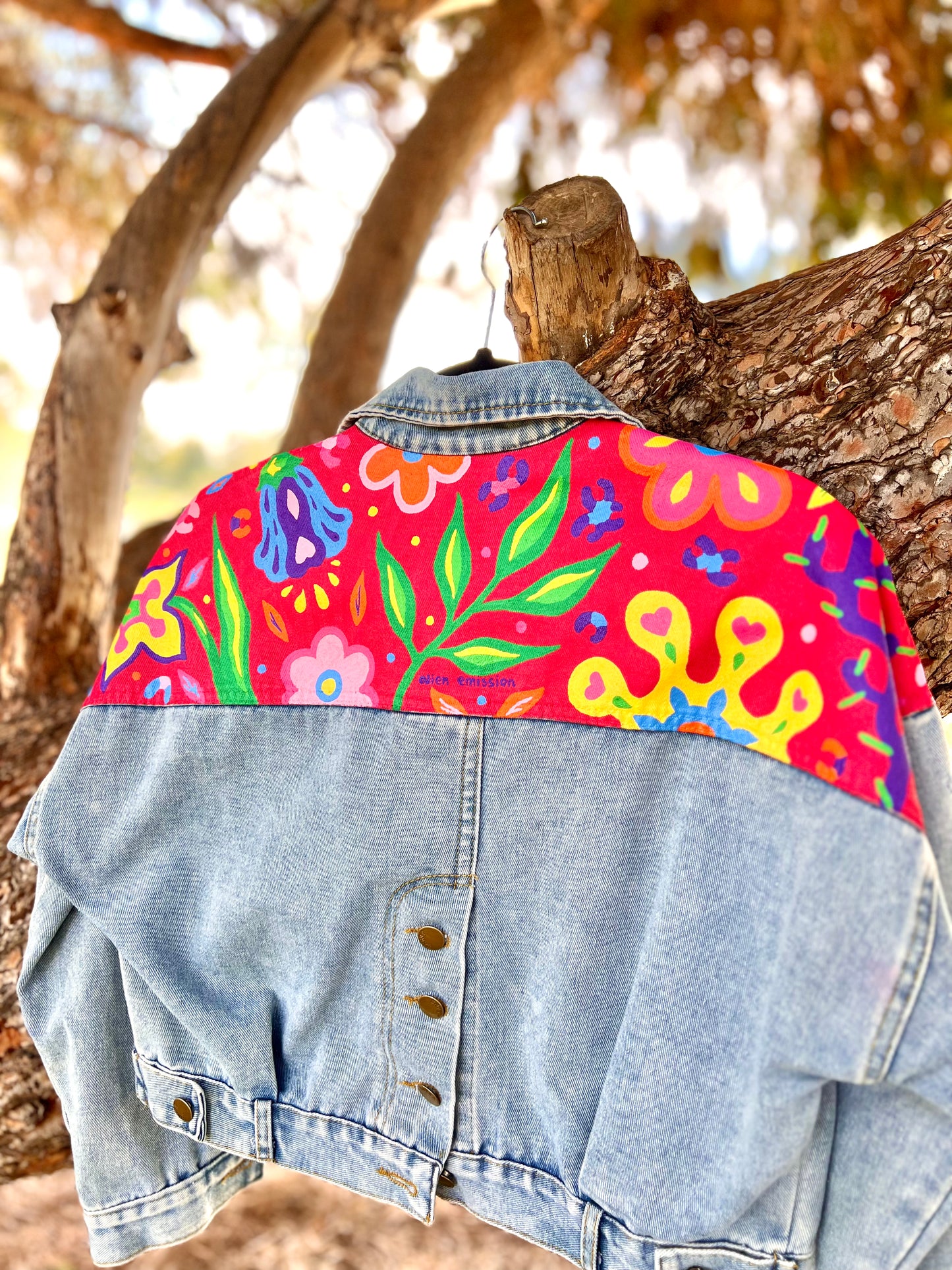 FLORAL BLOSSOM hand-painted denim jacket