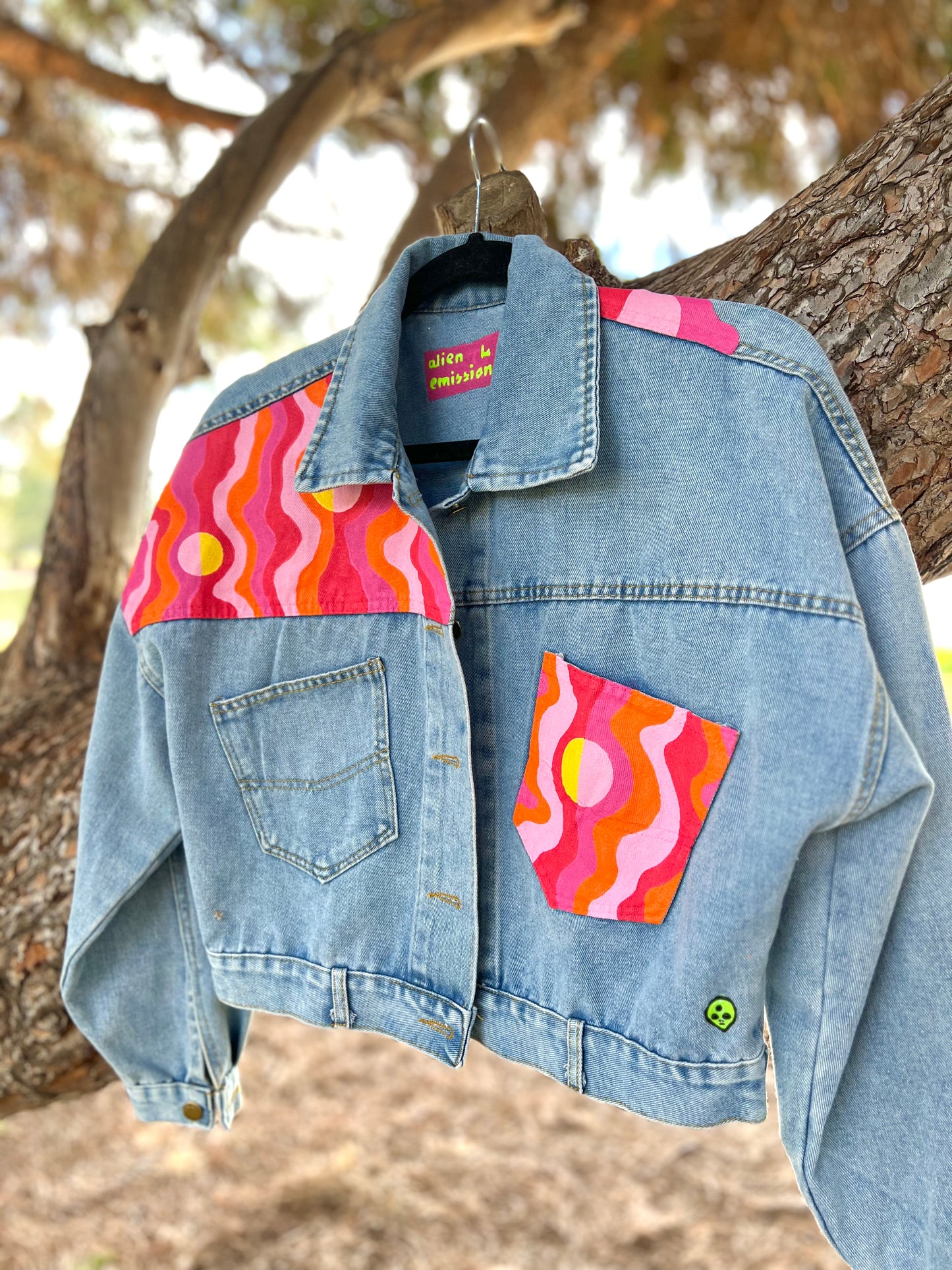 WARM SQUIGGLE hand-painted denim jacket