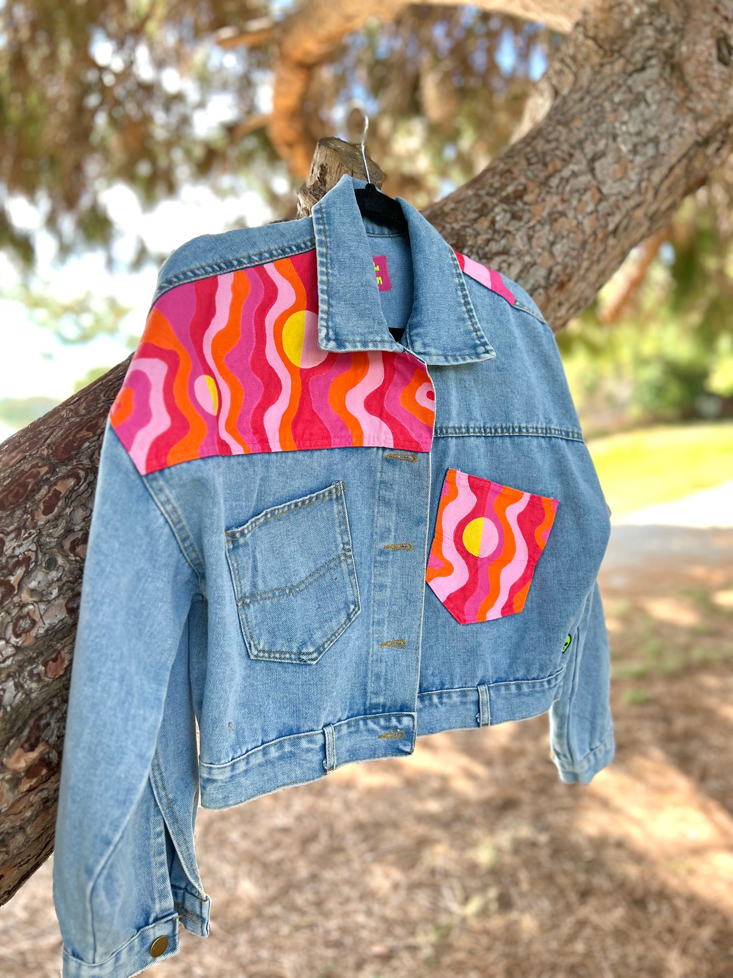 WARM SQUIGGLE hand-painted denim jacket