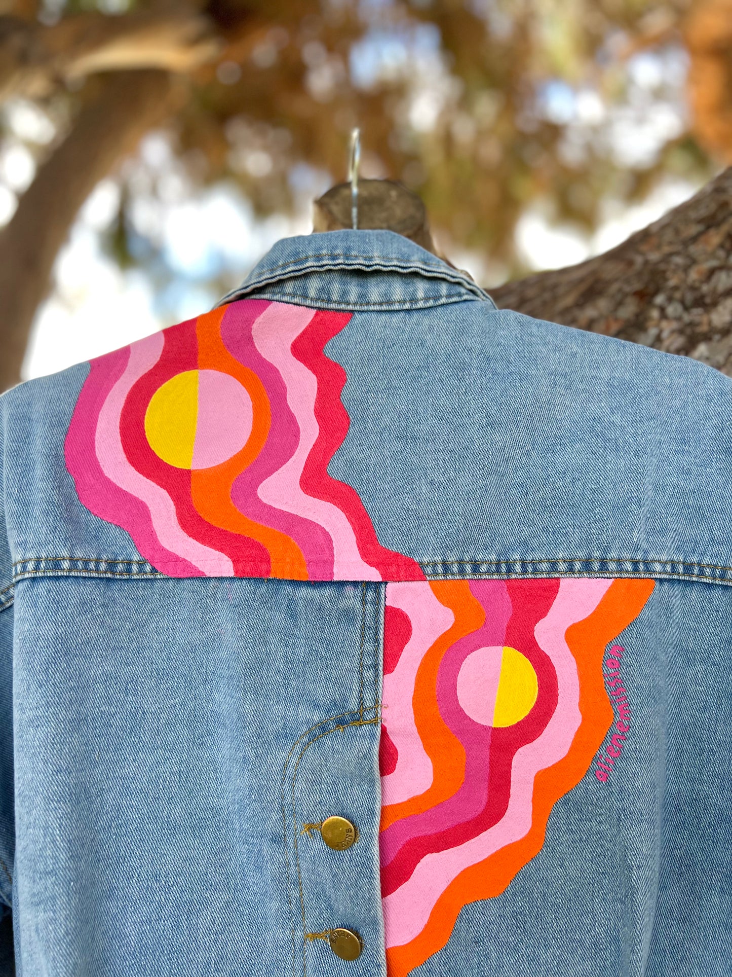 WARM SQUIGGLE hand-painted denim jacket