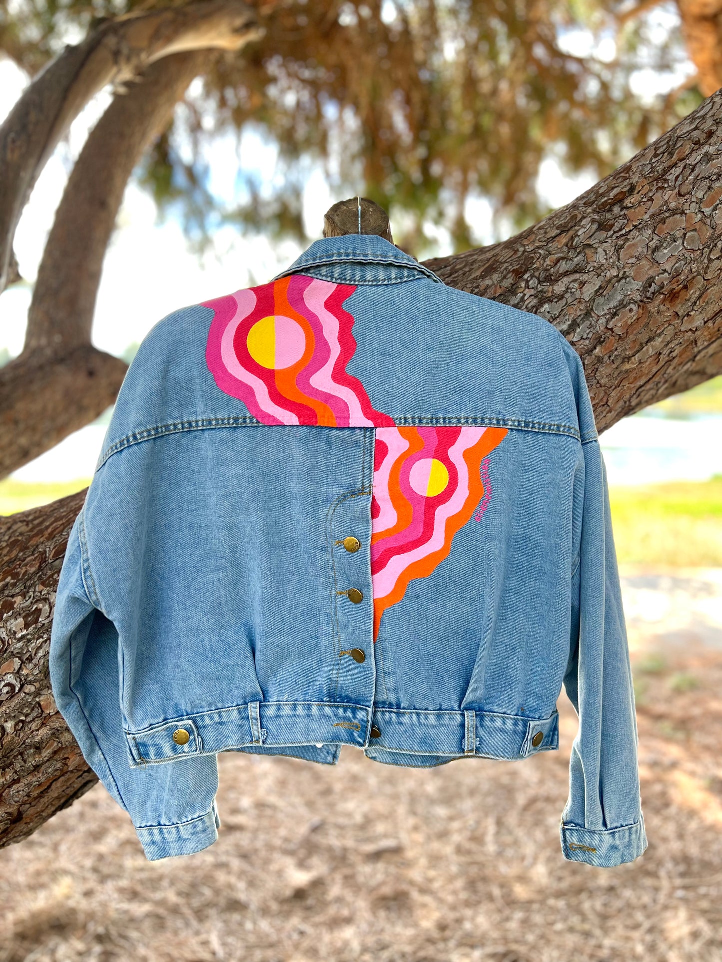 WARM SQUIGGLE hand-painted denim jacket