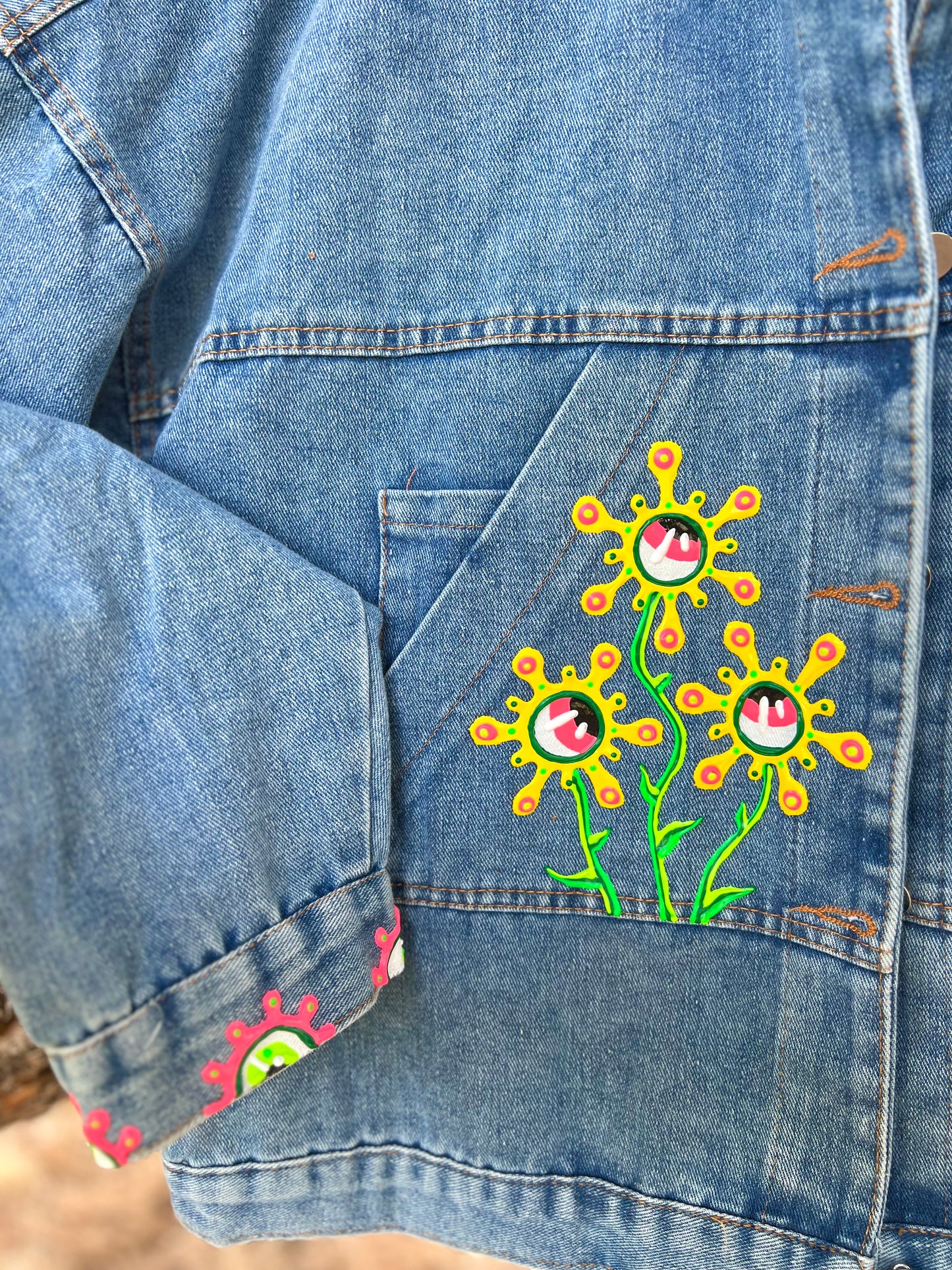 ALIEN FLORA hand-painted denim jacket