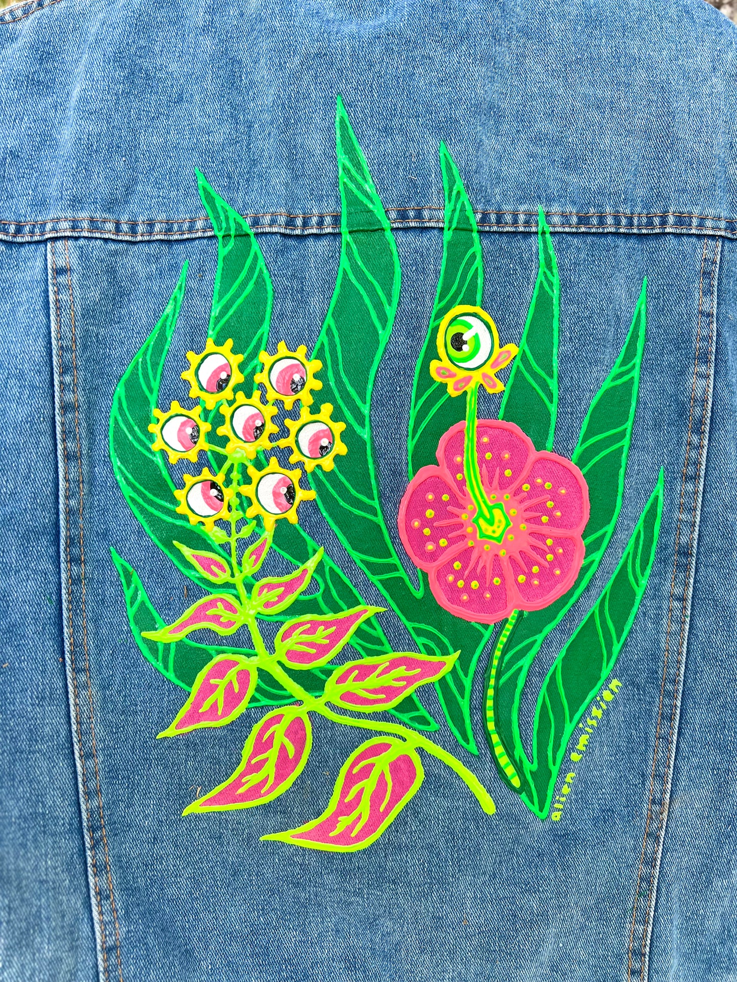 ALIEN FLORA hand-painted denim jacket