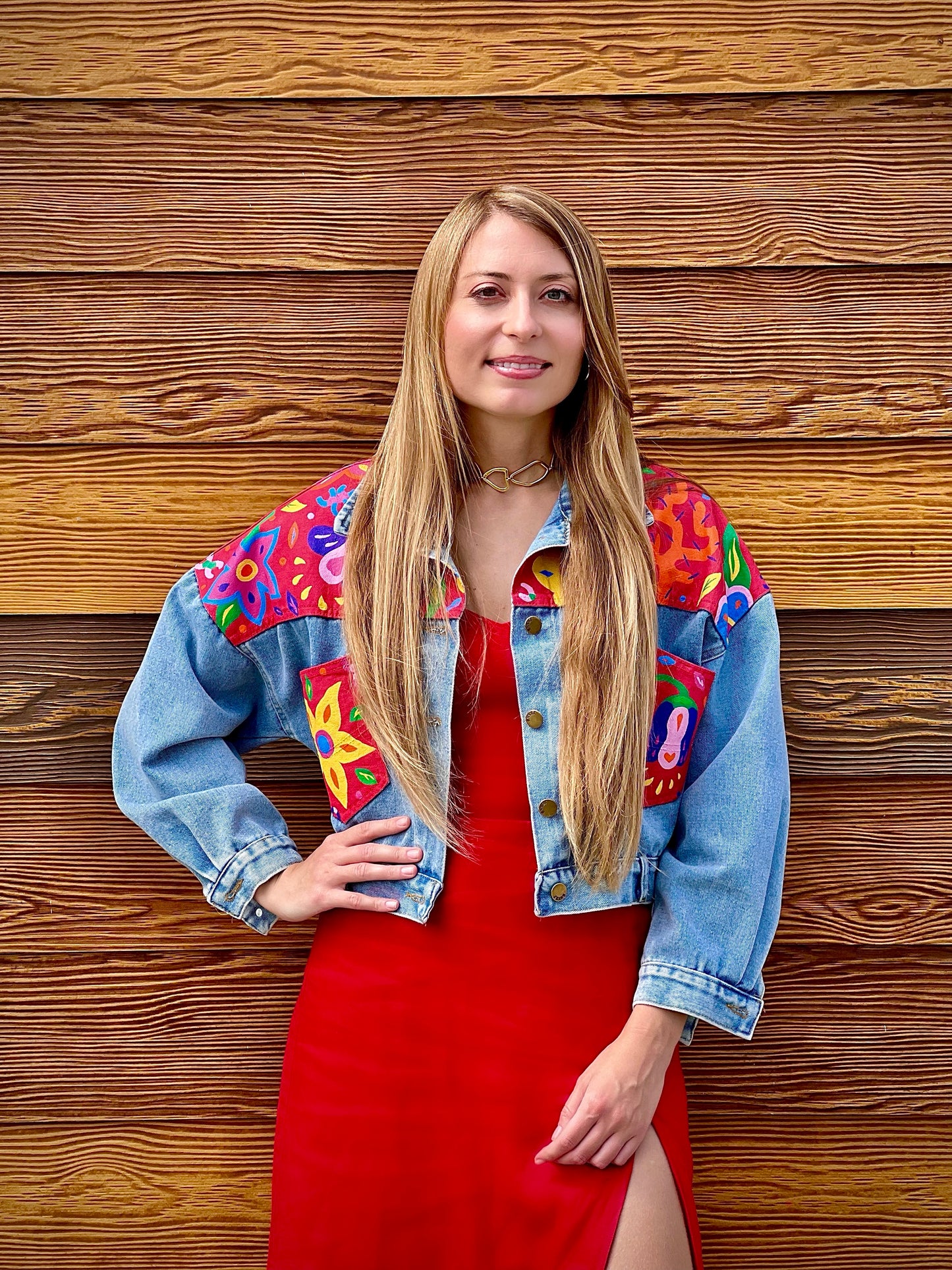 FLORAL BLOSSOM hand-painted denim jacket