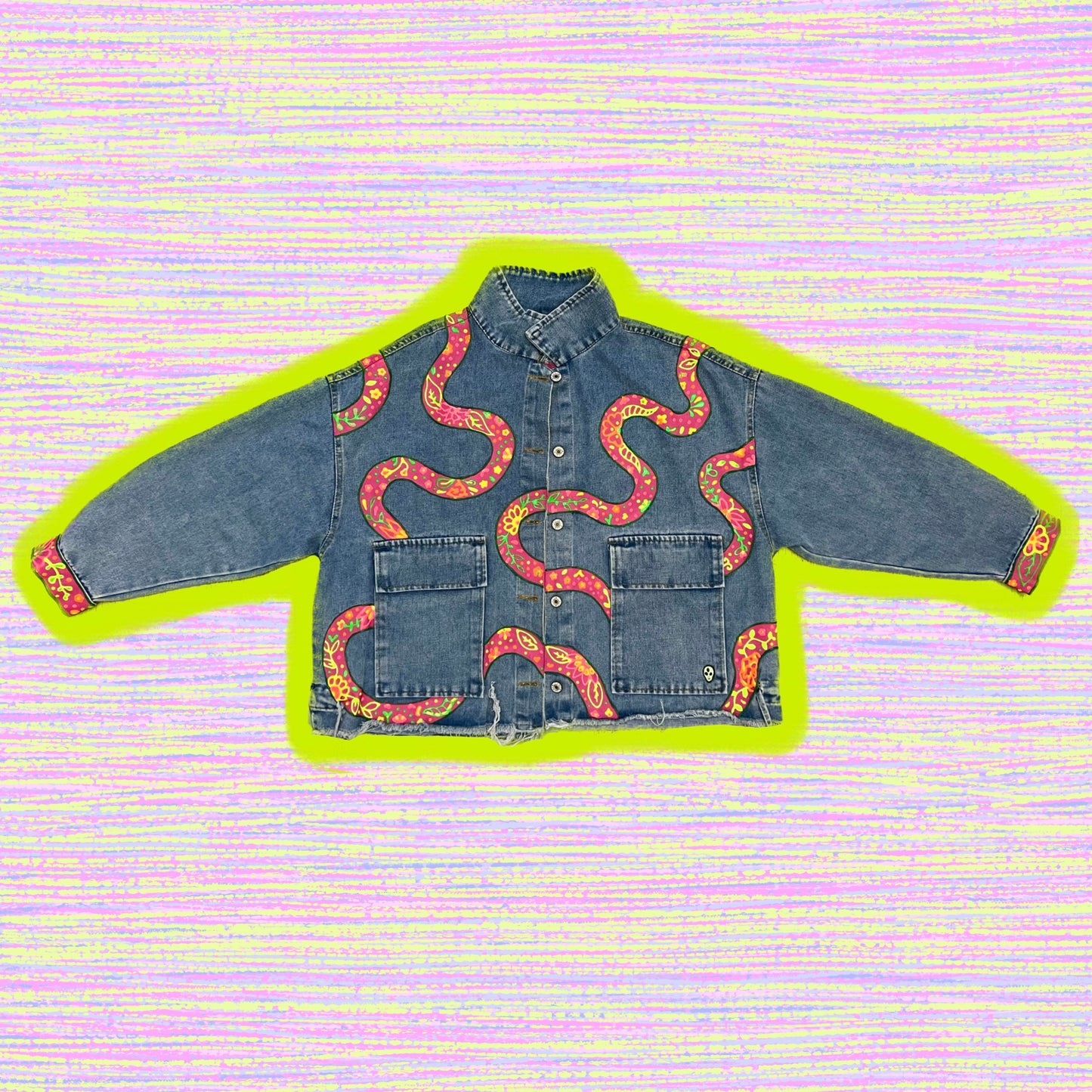 FLOWER TRAILS hand-painted denim jacket