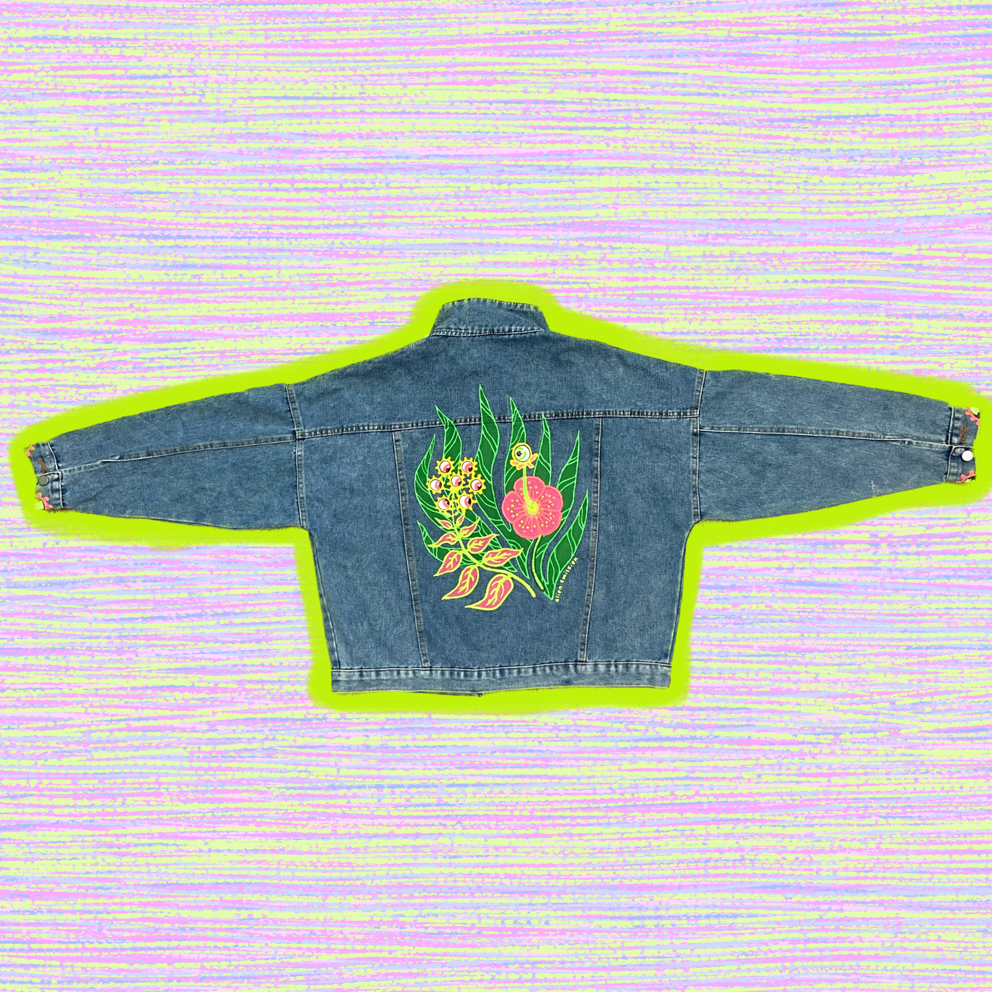 ALIEN FLORA hand-painted denim jacket