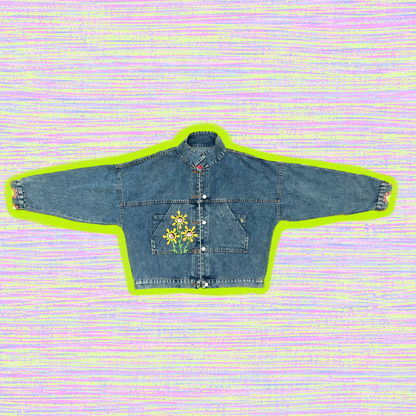 ALIEN FLORA hand-painted denim jacket