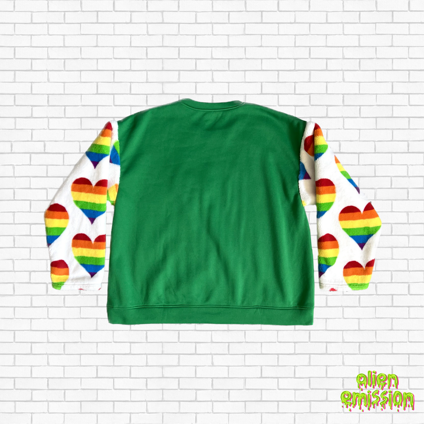 "Rainbow Love on Green" size XL